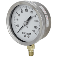 Reotemp Repairable Stainless/Brass Gauge, Series PG 25/40S